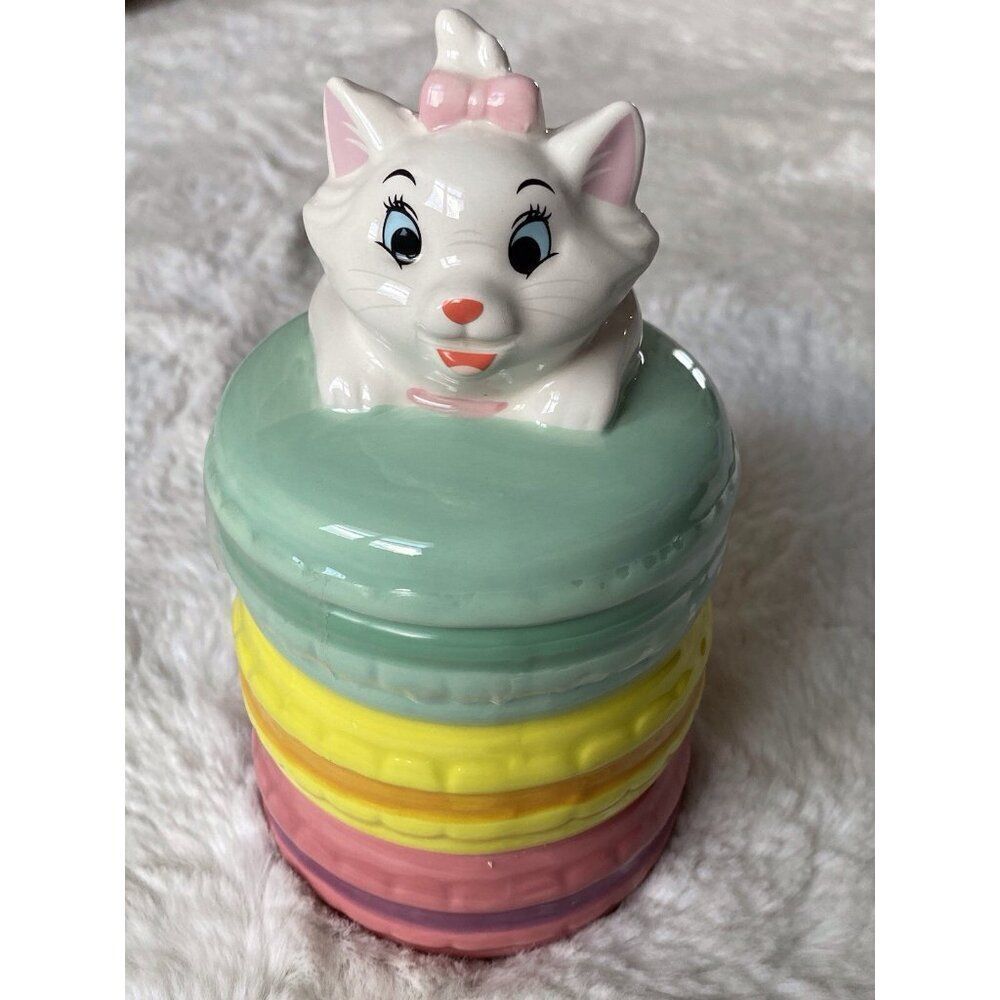 Disney Aristocats Marie‎ Cat Macaroon Ceramic Cookie Jar Canister NEW